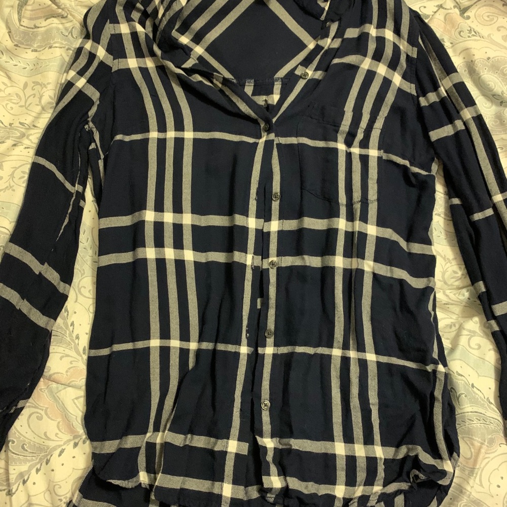 Navy Blue and white flannel